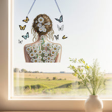 Load image into Gallery viewer, Acrylic Double Sided Flower Girl Back DIY Diamond Painting Art Pendant Kit
