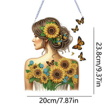 Load image into Gallery viewer, Acrylic Double Sided Flower Girl Back DIY Diamond Painting Art Pendant Kit
