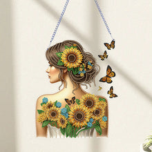 Load image into Gallery viewer, Acrylic Double Sided Flower Girl Back DIY Diamond Painting Art Pendant Kit
