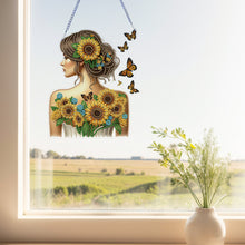 Load image into Gallery viewer, Acrylic Double Sided Flower Girl Back DIY Diamond Painting Art Pendant Kit
