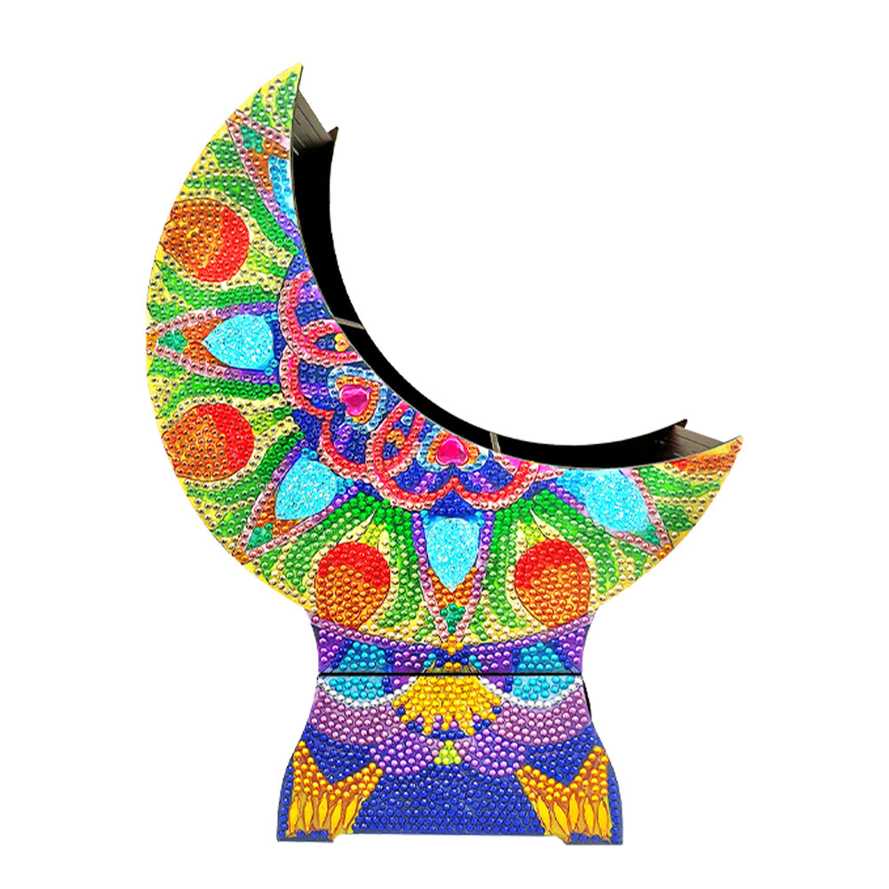 Mandala Diamond Painting Storage Box Moon Shaped Organizer Box for Art Crafts