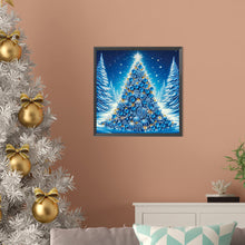 Load image into Gallery viewer, Diamond Painting - Partial Special Shaped - Blue Christmas tree in the snow (30*30CM)
