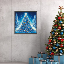 Load image into Gallery viewer, Diamond Painting - Partial Special Shaped - Blue Christmas tree in the snow (30*30CM)
