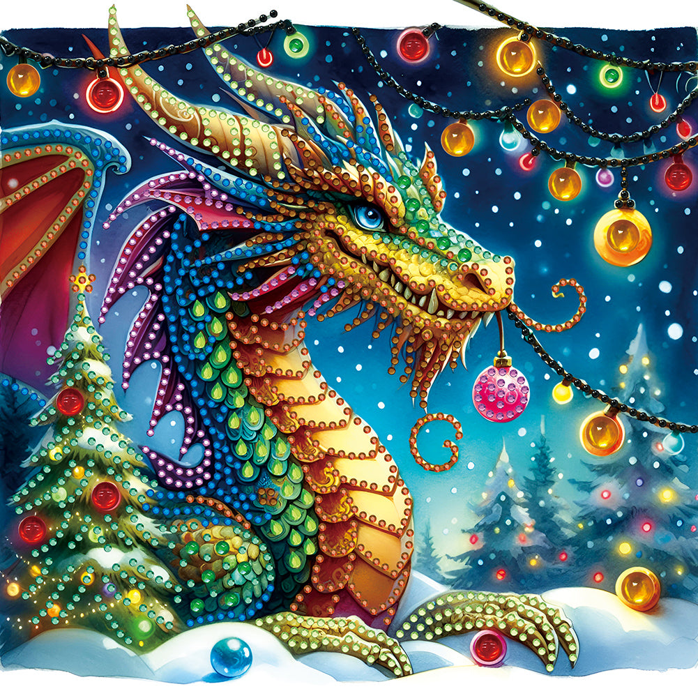 Diamond Painting - Partial Special Shaped - Neon dragon (30*30CM)