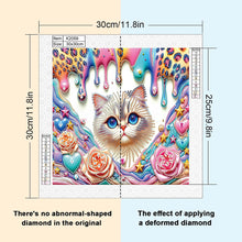 Load image into Gallery viewer, Diamond Painting - Partial Special Shaped - flower cat (30*30CM)
