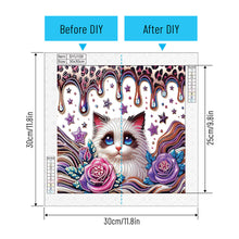 Load image into Gallery viewer, Diamond Painting - Partial Special Shaped - flower cat (30*30CM)
