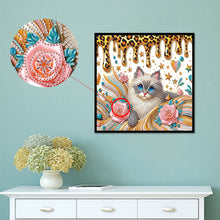 Load image into Gallery viewer, Diamond Painting - Partial Special Shaped - flower cat (30*30CM)
