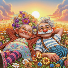 Load image into Gallery viewer, Diamond Painting - Partial Special Shaped - Warm old couple (30*30CM)
