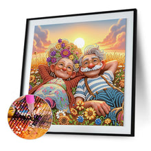 Load image into Gallery viewer, Diamond Painting - Partial Special Shaped - Warm old couple (30*30CM)
