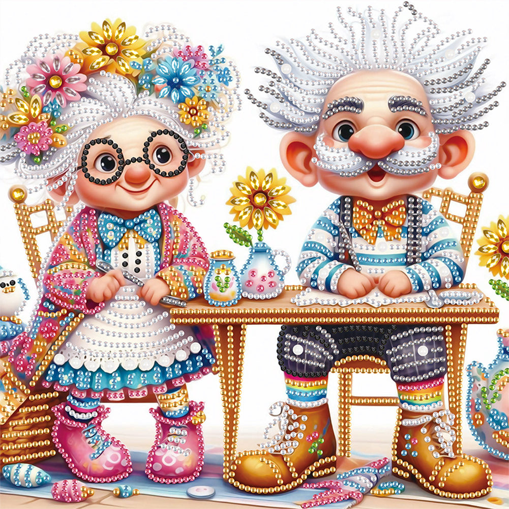 Diamond Painting - Partial Special Shaped - Warm old couple (30*30CM)