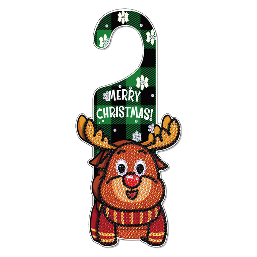 Christmas Snowman Diamond Painting Door Handle Hanging Sign Door Wooden Pendant