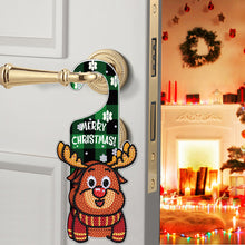 Load image into Gallery viewer, Christmas Snowman Diamond Painting Door Handle Hanging Sign Door Wooden Pendant
