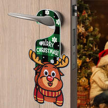 Load image into Gallery viewer, Christmas Snowman Diamond Painting Door Handle Hanging Sign Door Wooden Pendant
