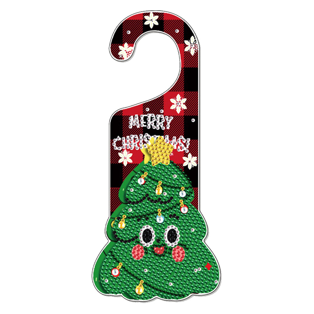 Christmas Snowman Diamond Painting Door Handle Hanging Sign Door Wooden Pendant