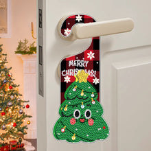 Load image into Gallery viewer, Christmas Snowman Diamond Painting Door Handle Hanging Sign Door Wooden Pendant
