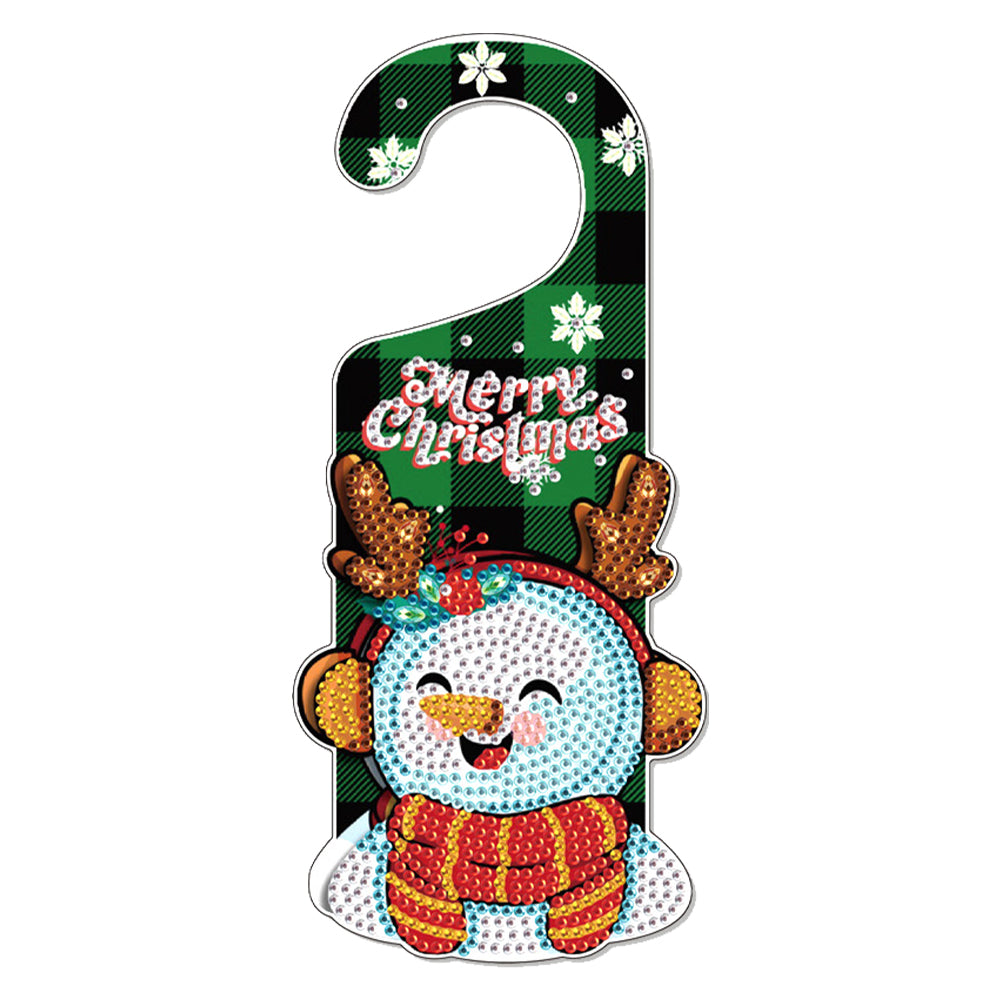 Christmas Snowman Diamond Painting Door Handle Hanging Sign Door Wooden Pendant