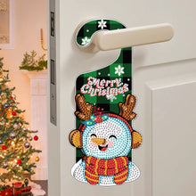 Load image into Gallery viewer, Christmas Snowman Diamond Painting Door Handle Hanging Sign Door Wooden Pendant
