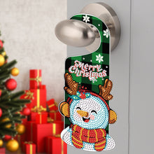 Load image into Gallery viewer, Christmas Snowman Diamond Painting Door Handle Hanging Sign Door Wooden Pendant
