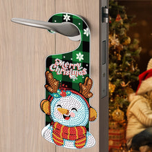 Load image into Gallery viewer, Christmas Snowman Diamond Painting Door Handle Hanging Sign Door Wooden Pendant
