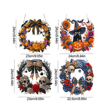 Load image into Gallery viewer, 4pcs Halloween Acrylic 5D DIY Diamond Painting Wreath Pendant for Window Decor
