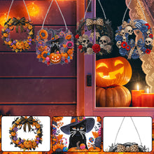 Load image into Gallery viewer, 4pcs Halloween Acrylic 5D DIY Diamond Painting Wreath Pendant for Window Decor
