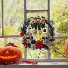 Load image into Gallery viewer, 4pcs Halloween Acrylic 5D DIY Diamond Painting Wreath Pendant for Window Decor
