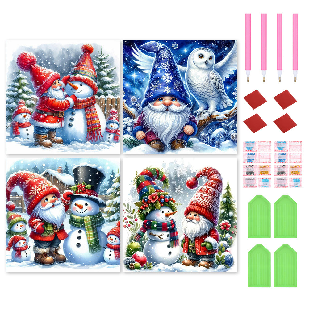 4pcs Round Diamond Painting Set - winter goblin (40*40CM)