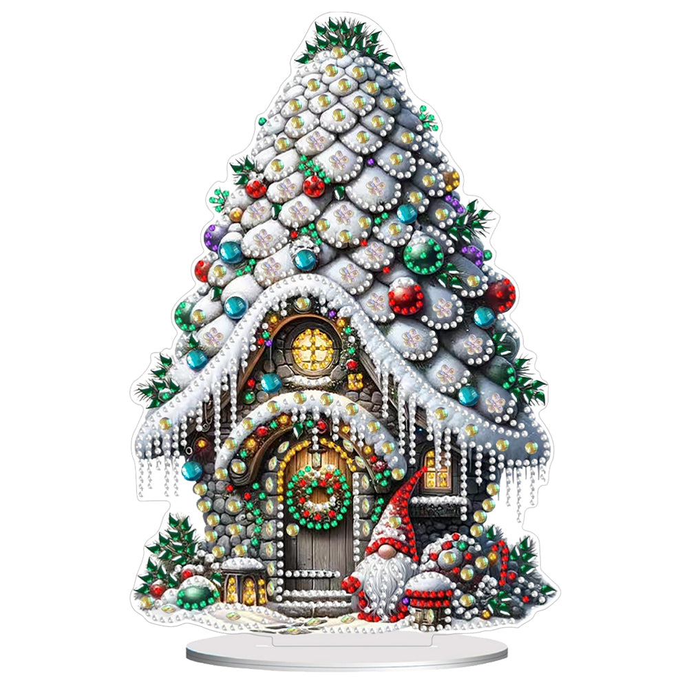 Acrylic Winter Christmas House Diamond Painting Desktop Decorations for Beginner