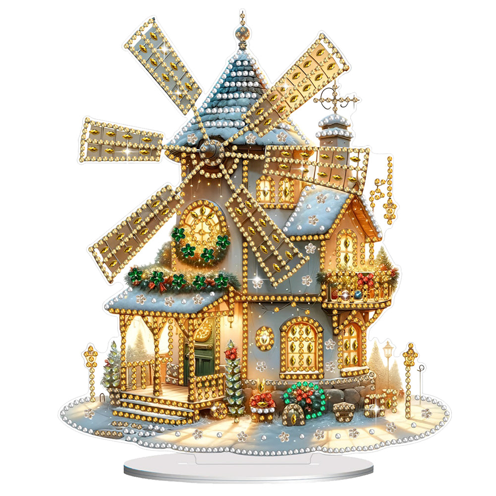 Acrylic Winter Christmas House Diamond Painting Desktop Decorations for Beginner