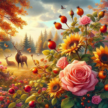 Load image into Gallery viewer, Diamond Painting - Full Square - Autumn flowers and animals (40*40CM)
