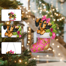 Load image into Gallery viewer, Acrylic Special Shaped Christmas Stocking Dachshund Hanging Diamond Kits Decor
