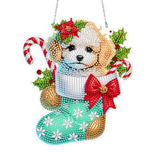 Load image into Gallery viewer, Acrylic Special Shaped Christmas Stocking Bichon Frise Hanging Diamond Kit Decor
