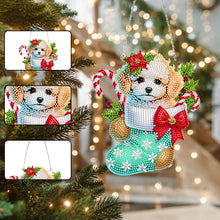 Load image into Gallery viewer, Acrylic Special Shaped Christmas Stocking Bichon Frise Hanging Diamond Kit Decor
