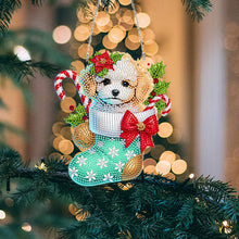 Load image into Gallery viewer, Acrylic Special Shaped Christmas Stocking Bichon Frise Hanging Diamond Kit Decor
