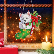 Load image into Gallery viewer, Acrylic Special Shaped Xmas Stocking West Highland Terrier Hanging Diamond Decor
