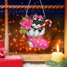 Load image into Gallery viewer, Acrylic Special Shaped Christmas Stocking Schnauzer Hanging Diamond Kits Decor
