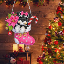 Load image into Gallery viewer, Acrylic Special Shaped Christmas Stocking Schnauzer Hanging Diamond Kits Decor
