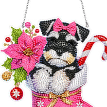 Load image into Gallery viewer, Acrylic Special Shaped Christmas Stocking Schnauzer Hanging Diamond Kits Decor

