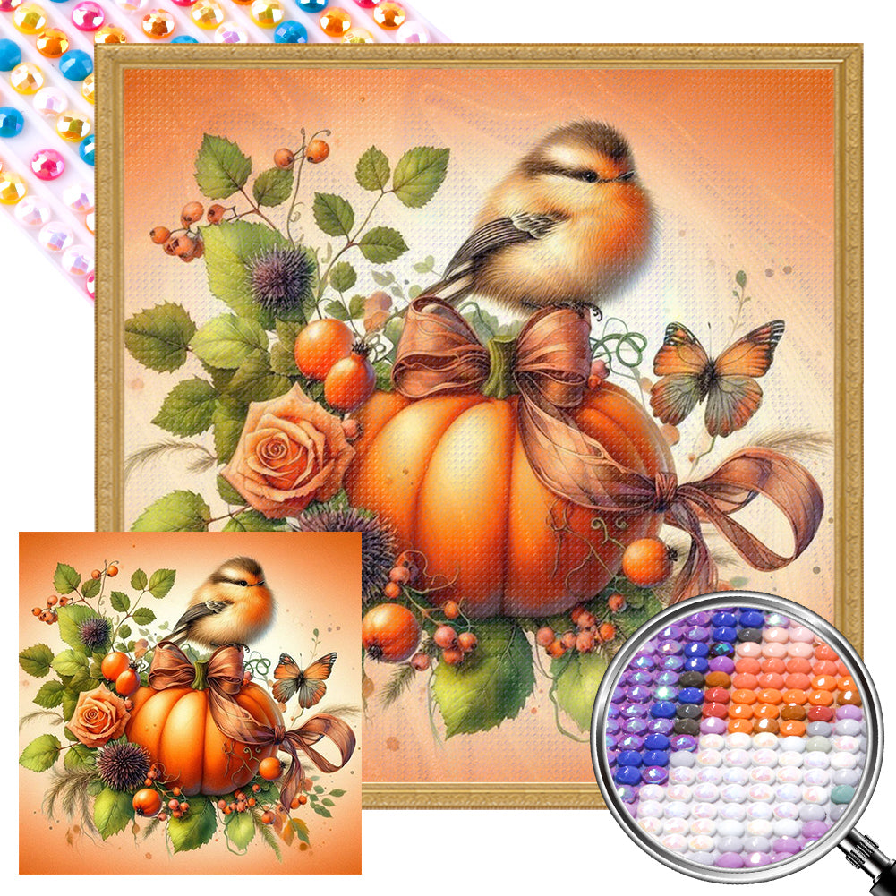 AB Diamond Painting - Full Round - Pumpkin bird (30*30CM)