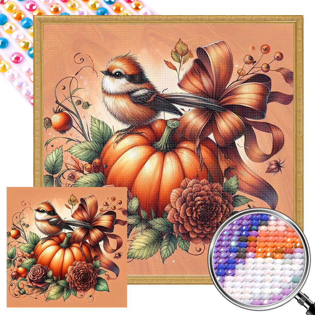 AB Diamond Painting - Full Round - Pumpkin bird (30*30CM)