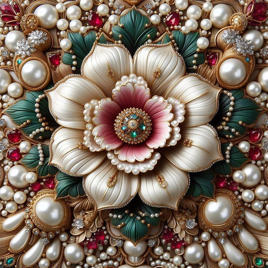 AB Diamond Painting - Full Round - white pearl flower (40*40CM)