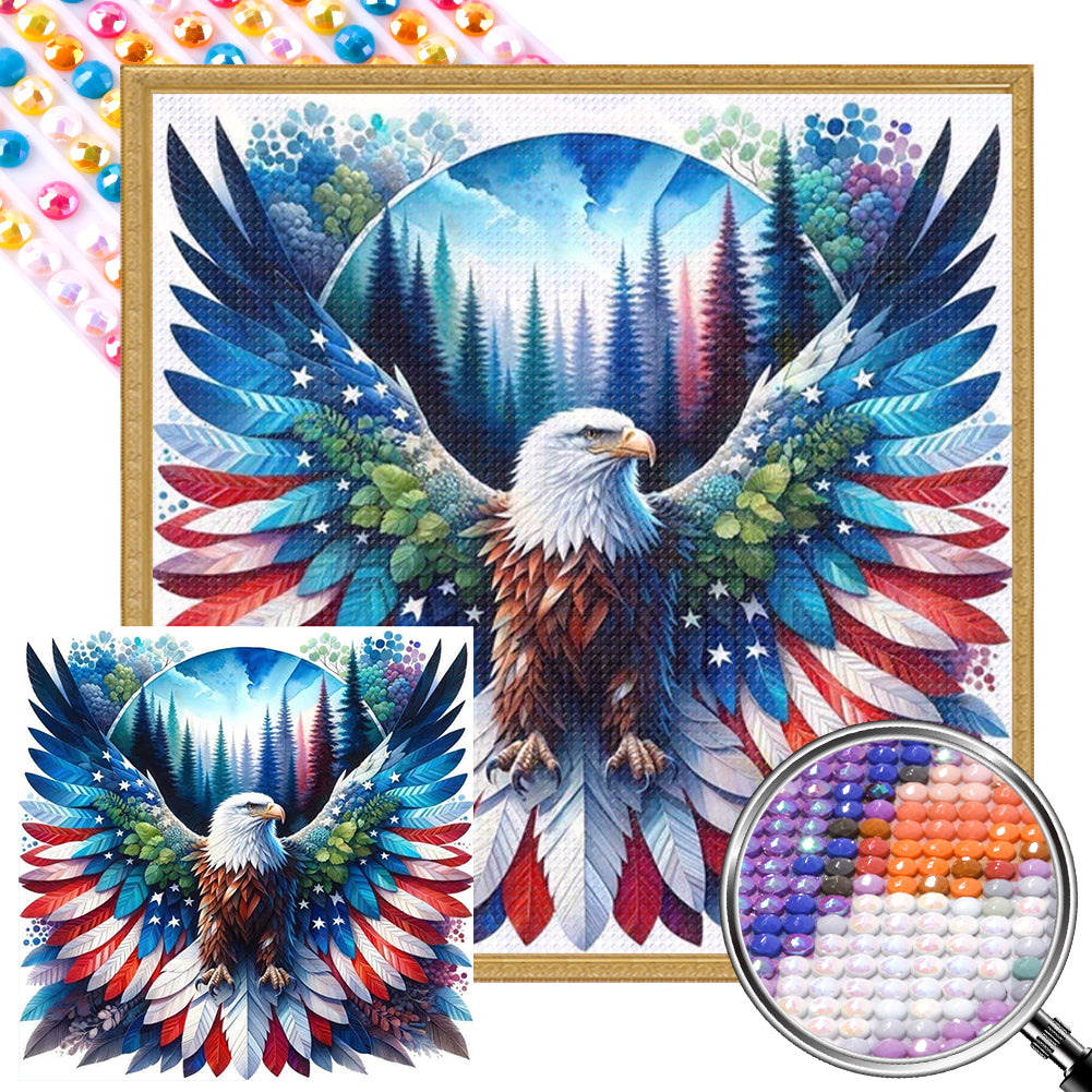 AB Diamond Painting - Full Round - forest eagle spreading wings (40*40CM)