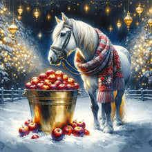 Load image into Gallery viewer, AB Diamond Painting - Full Round - winter apple white horse (40*40CM)
