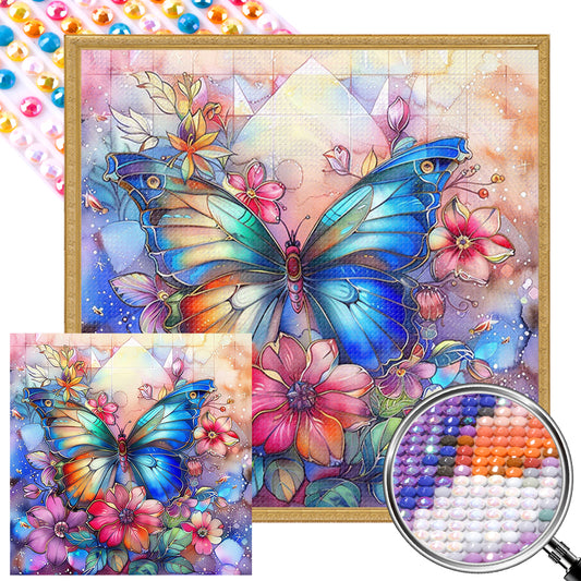 AB Diamond Painting - Full Round - flower butterfly (40*40CM)