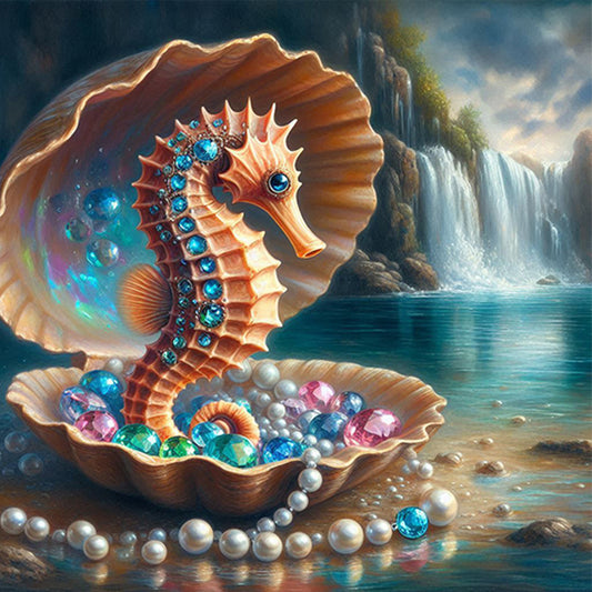 AB Diamond Painting - Full Round - shell pearl seahorse (40*40CM)