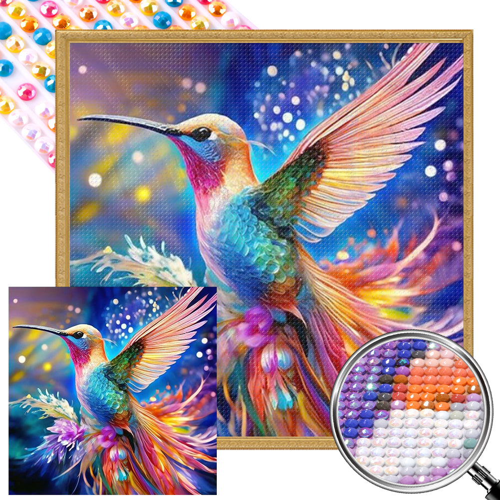 AB Diamond Painting - Full Round - floral hummingbird (40*40CM)