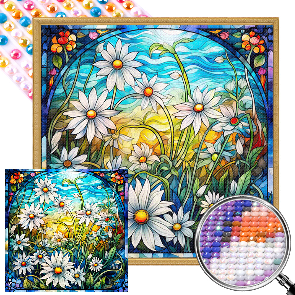 AB Diamond Painting - Full Round - white daisy (40*40CM)