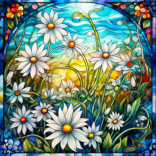 AB Diamond Painting - Full Round - white daisy (40*40CM)