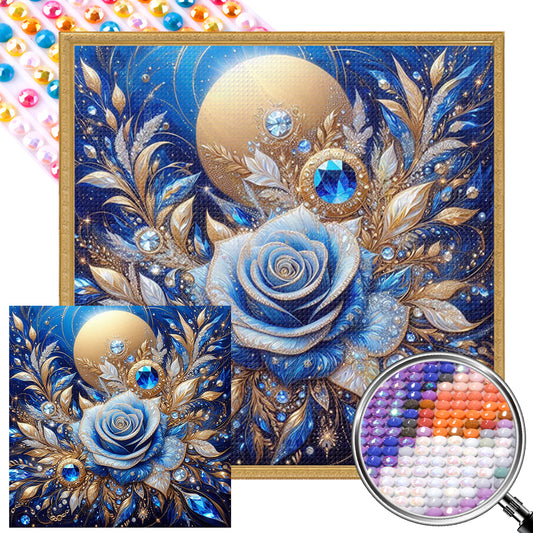 AB Diamond Painting - Full Round - blue rose flower (40*40CM)