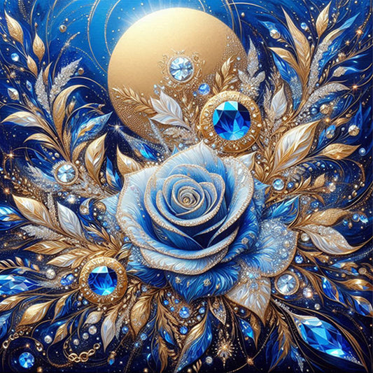 AB Diamond Painting - Full Round - blue rose flower (40*40CM)